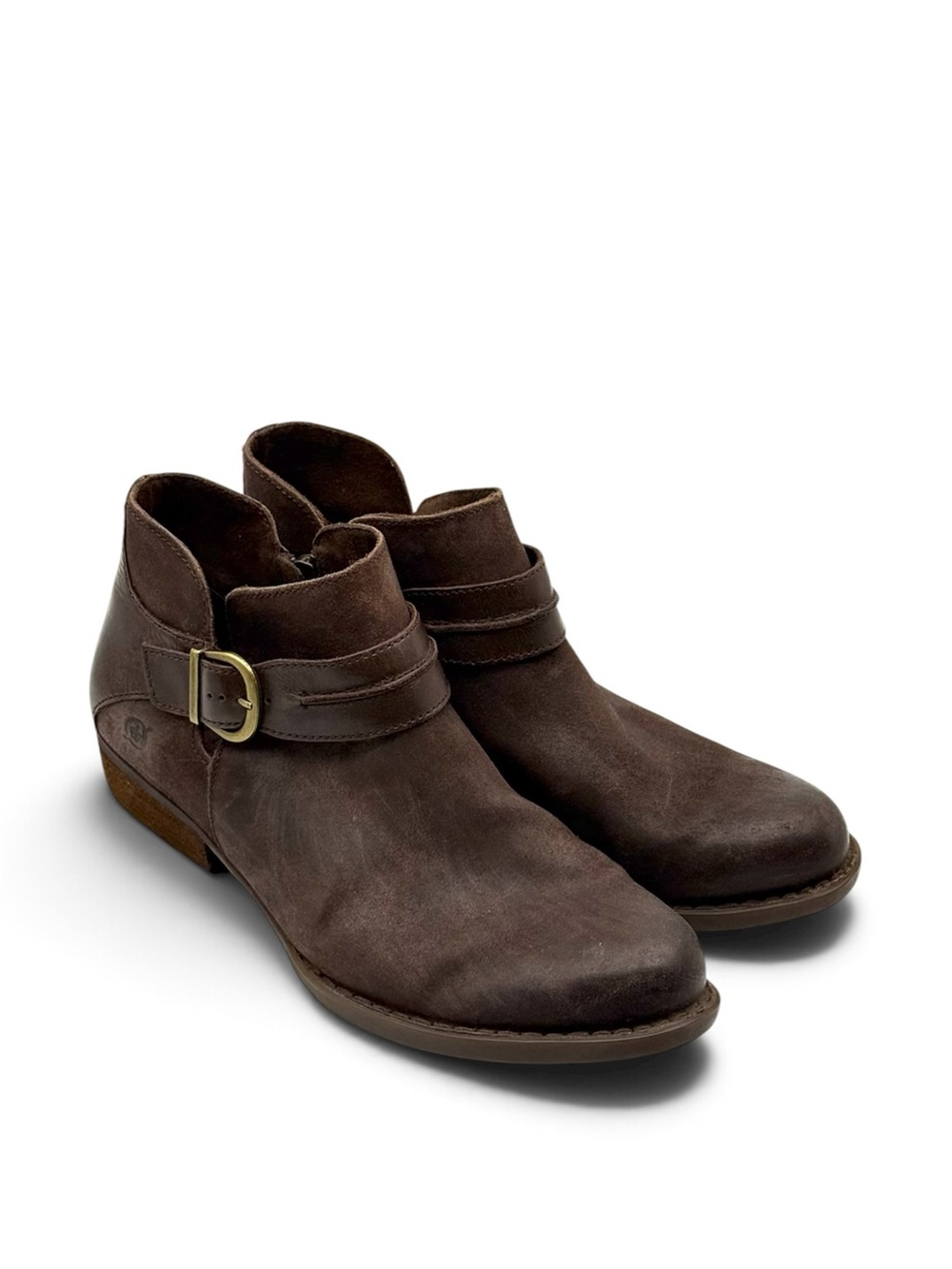 Born Kati Burnished Suede Boots Brown Castagno 10